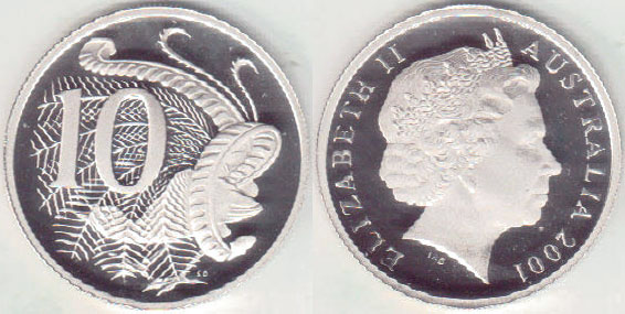2001 Australia 10 Cents (Proof) A004315